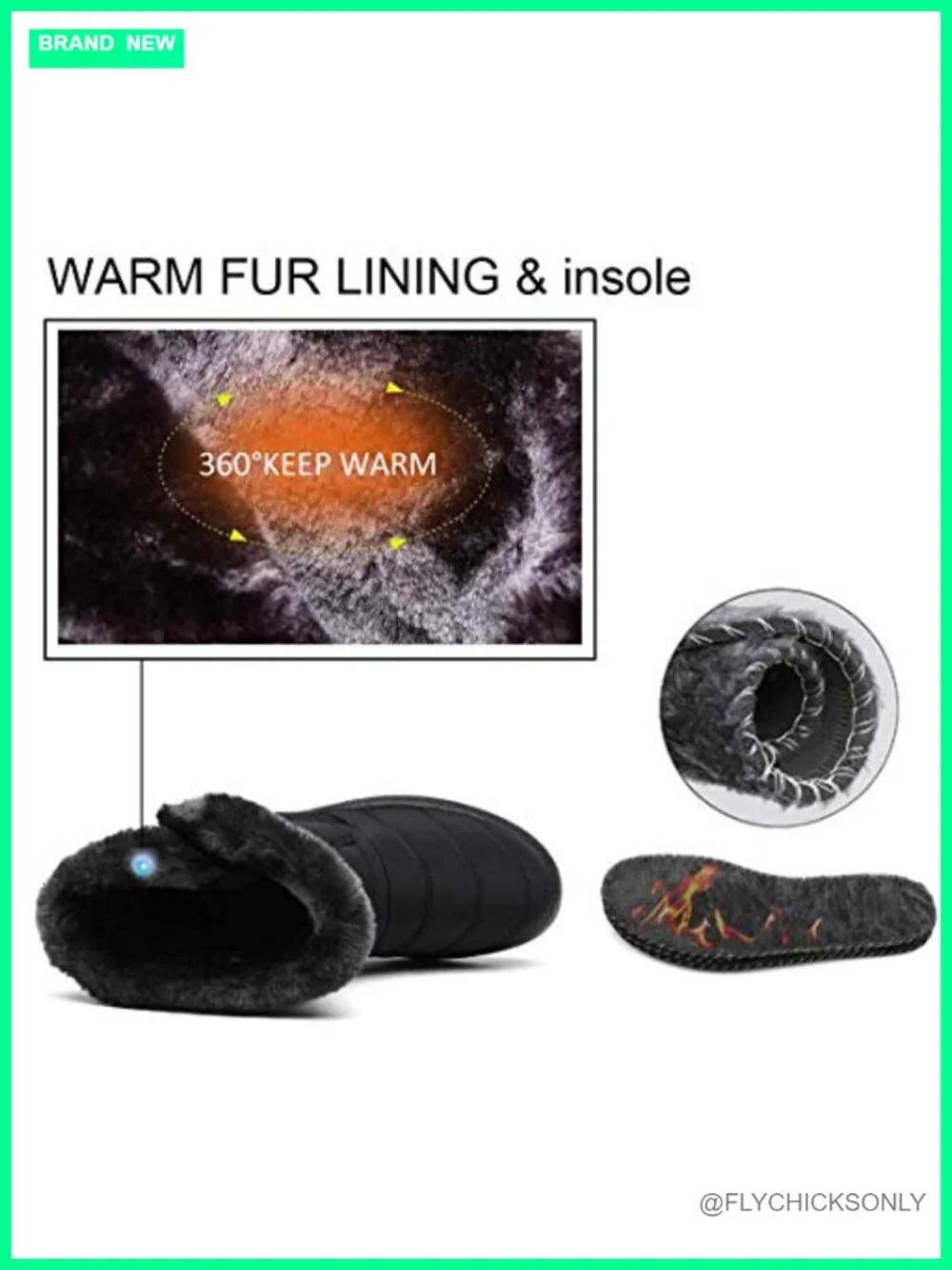 Warm Fur Lined Winter Snow Boots Waterproof Ankle Booties Outdoor Comfortable